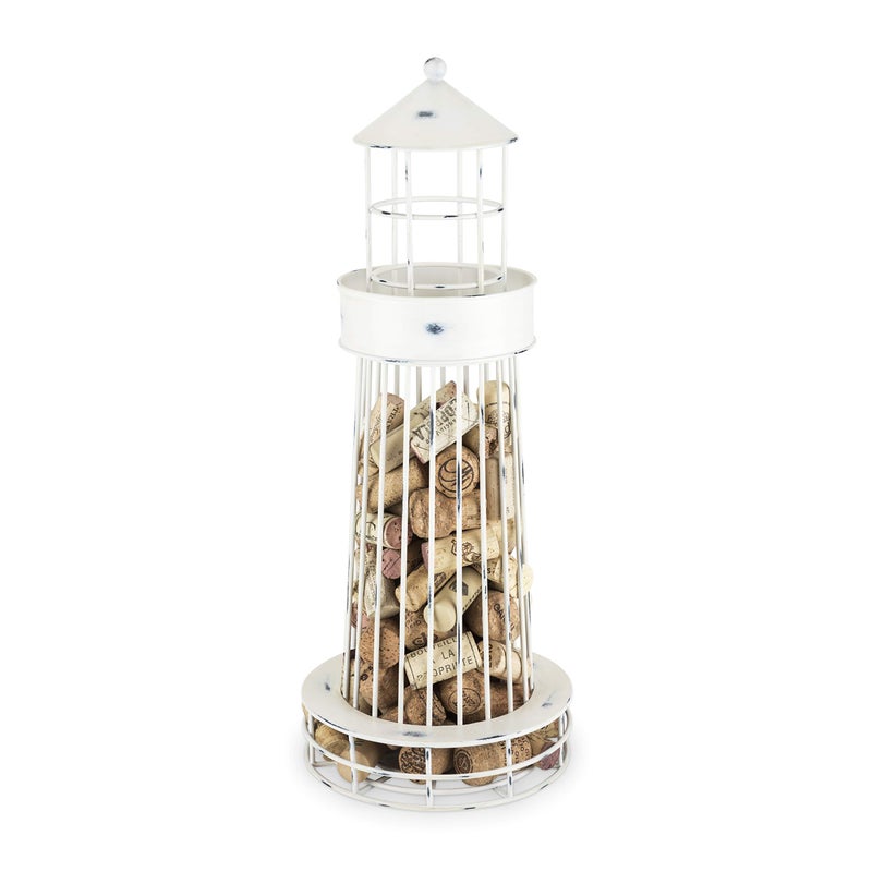 Twine Lighthouse Wine Cork Holder, Wine Corks Storage, Wine Cork Collector, Farmhouse Kitchen Decor, Wine Bar Decor, Wine Accessories, Set of 1, White - Image 5